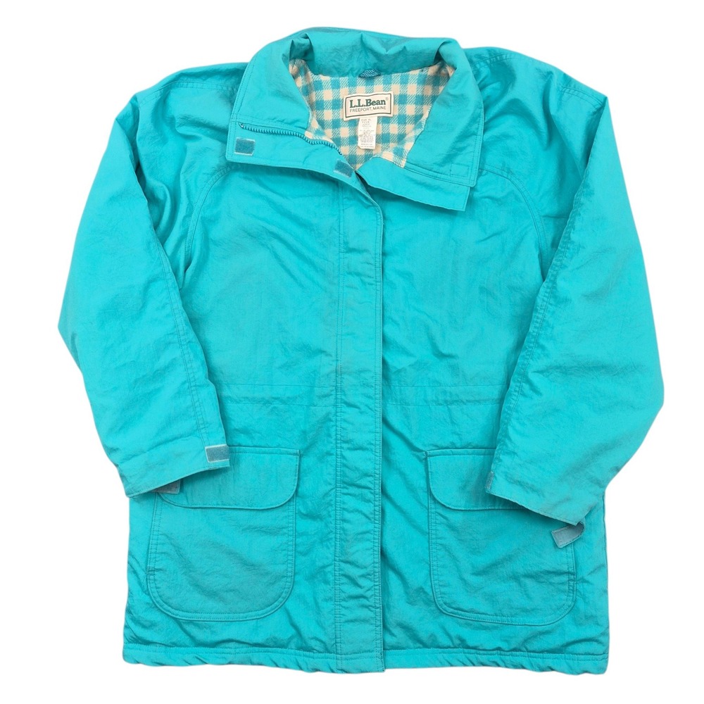 Vintage LL‎ Bean Turquoise Wool Lined Insulated Jacket Womens XL USA Made